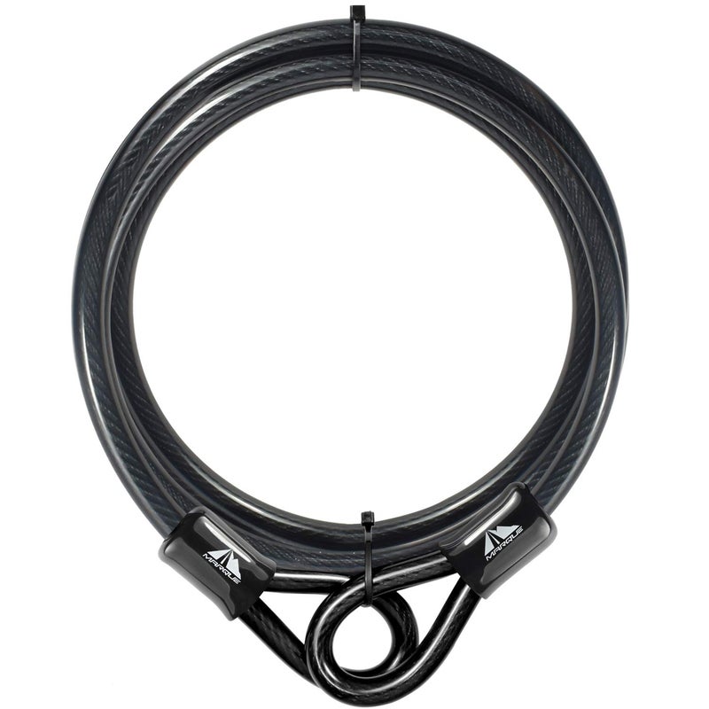 MARQUE Security Steel Cable - 3/8 inch (10 mm) Thick (4', 7', 15', 20' or 30') Vinyl Coated Braided Steel Cable with Double Sealed Looped Ends for U-Lock, Padlock, Disc Lock (7 FT) - Image 1